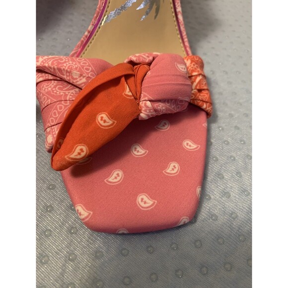 Sz 9 | Gianni Bini x DANNIJO Bandana Colorblock Print Ankle Wrap Heel Barbie - Picture 3 of 10